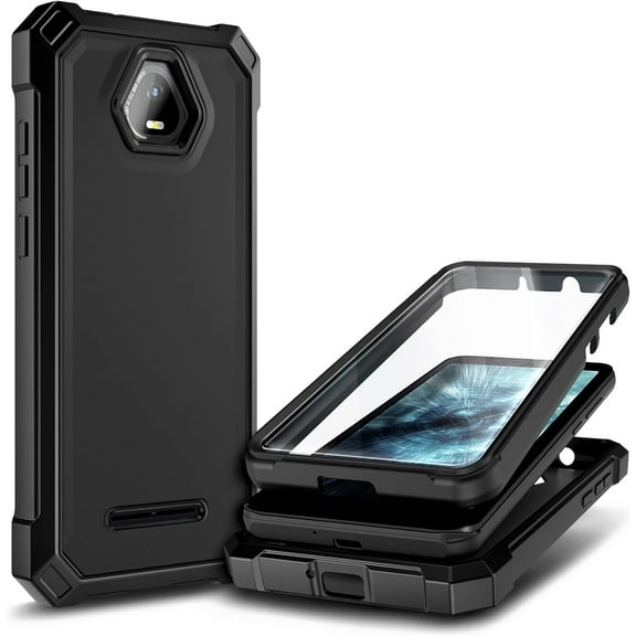 Nagebee Phone Case Compatible for Schok Volt SV55 (SV55216) with [Built-in Screen Protector] Full-Body Protective Shockproof Rugged Bumper Impact Resist Durable Cover Case (Black)