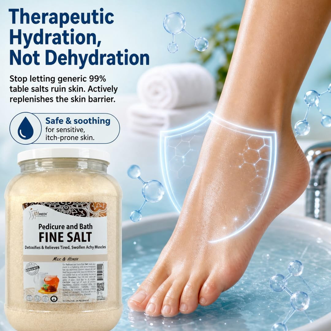 SPA REDI - Detox Foot Soak Pedicure and Bath Fine Salt, Milk and Honey, 128 Oz - Made with Dead Sea Salts, Argan Oil, Coconut Oil, and Essential Oil - Hydrates, Softens and Moisturizes