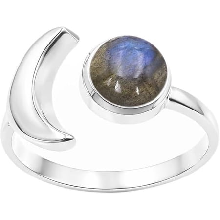 JAY JOOLS Sterling Silver Labradorite Ring for Women – Minimalist Celestial Jewelry