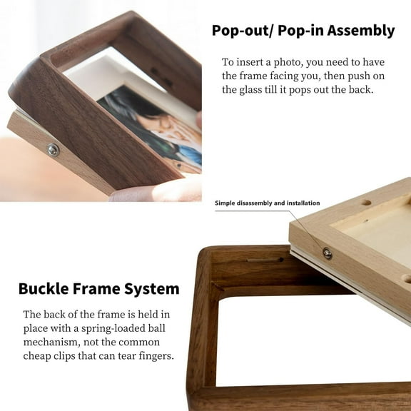 Natural Solid Walnut 5x7 Wood Picture Frame with 4x6 Mat, Tabletop & Wall Display