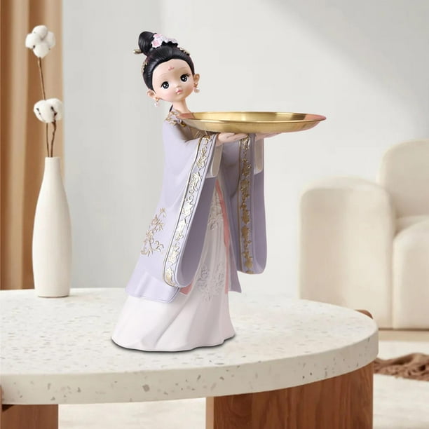 Estatuas Decorativas de resina BLESIY Esculturas de Mesa de almacenamiento Bandeja para Servir Llaves púrpura violeta