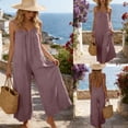 thumbnail image 2 of Womens Loose Sleeveless Jumpsuits Open Back Adjustable Spaghetti Strap Long Pant Romper Jumpsuit, 2 of 7