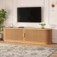 thumbnail image 3 of 66.9" Vintage Rustic TV Stand with Sliding Wood Slatted Doors for TVs up to 75", Farmhouse Media Console with Drawer & Cable Management, Natural, 3 of 10