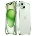 thumbnail image 2 of Dteck Bumper Case for iPhone 15 Plus,Shockproof Aluminum Metal Bumper Frame with Transparent Carbon Fiber Back Sticker and Camera Lens Protector, Lightgreen, 2 of 9