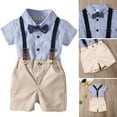 thumbnail image 3 of Baby Boys Gentleman Outfits Suits, Infant Short Sleeve Shirt+Bib Pants+Bow Tie Overalls Clothes Set, 3 of 7