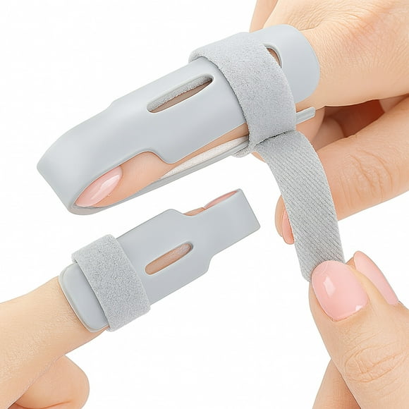 Férula Ajustable para Dedo | Diseño Tipo Sombrilla con Esponja Interna y Correas Ajustables | 4 Tallas Unisex | Protección Cómoda para Mano Izquierda o Derecha | Color Gris