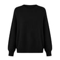 thumbnail image 4 of Wutalume Women's Fashion Casual Loose Pullover Solid Color Round Neck Long Sleeve Knit Sweater, Soft Yarn Top for Relaxed Everyday Wear,Black L, 4 of 4