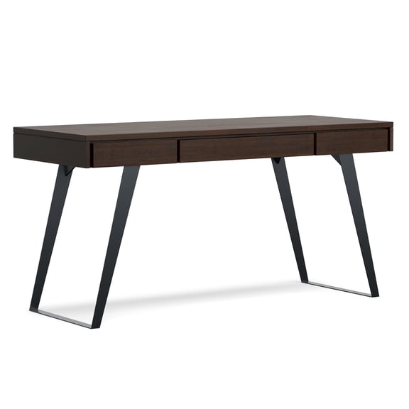 Lowry 54 inch Wide Solid Acacia Wood Modern Industrial Desk in Distressed Hickory Brown