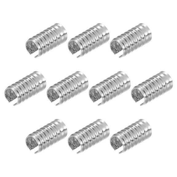 Leather Rope Crimp Clips, 5.5x11mm Cylindrical Cord End, Silver Tone, 200Pack