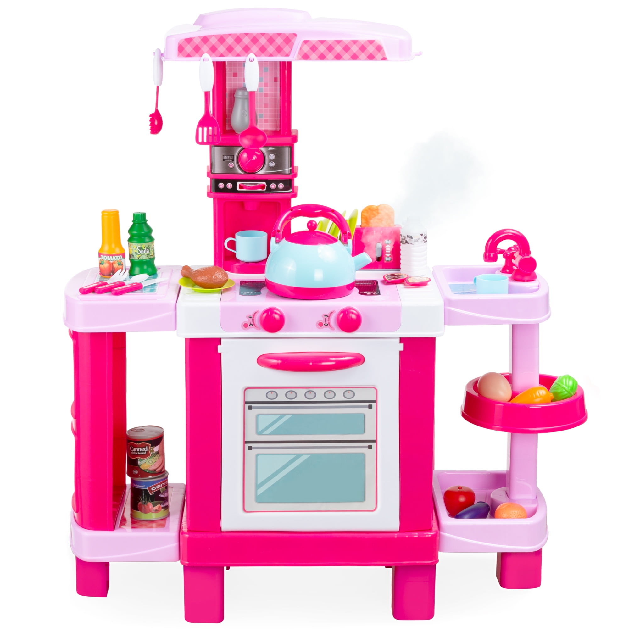 Best Choice Products Pretend Play Kitchen Toy Set for Kids with Water Vapor  Teapot, 25 Accessories, Sounds