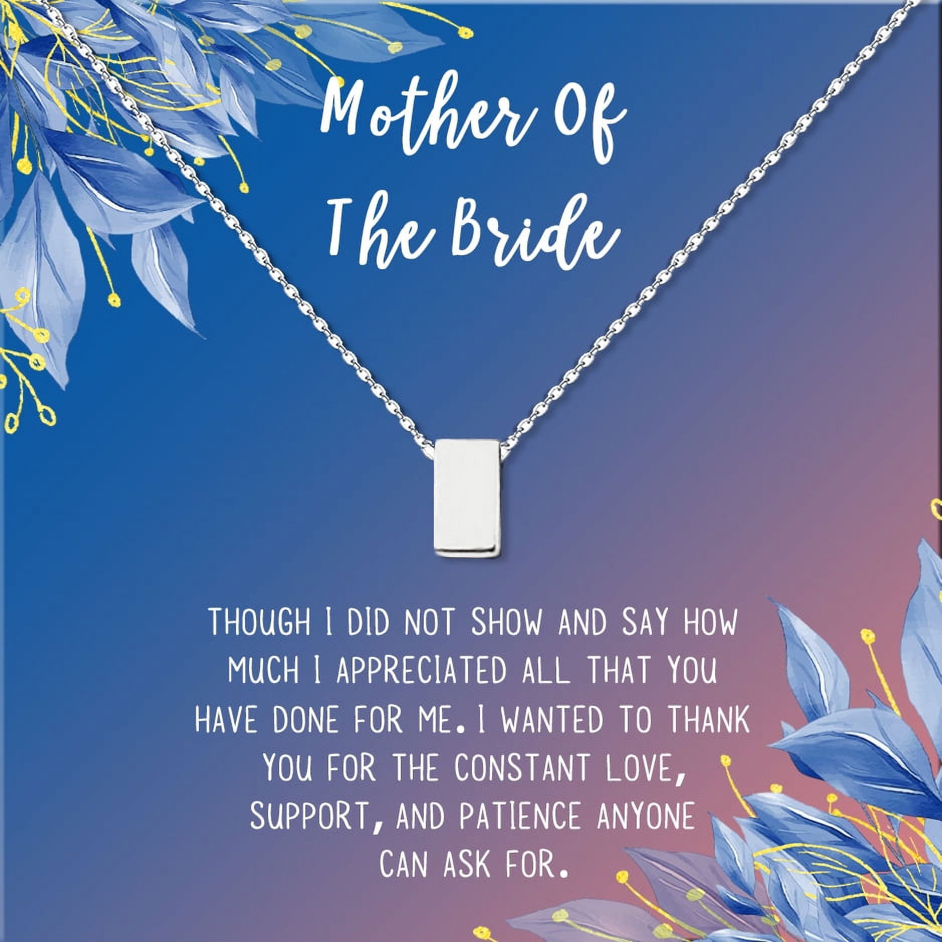 Mother of the Bride Birthday Day Gift, Jewelry Gift for Mother in Law, Necklace and Card Gift Set, Gift for Mom, Gift for Her, Jewelry for Mom, Thank you Gift [Silver Cube,Blue-Orange Gradient]
