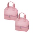thumbnail image 1 of Oleegame Ensemble de Couverts en Acier Inoxydable 2 Pcs Sac à Lunch pour Femmes Sac à Lunch Isolé à Double Compartiment Imperméable Rose, 1 of 3
