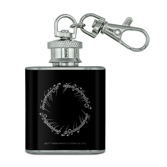 Lord of the Rings Mordor Script Stainless Steel 1oz Mini Flask Key Chain
