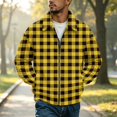 thumbnail image 2 of CCRFTGI Mens Corduroy Jacket Zip Up Bomber Casual Vintage Collared Long Sleeve Plaid Work Fall Fashion Coats for Men Yellow 4XL, 2 of 7