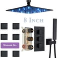 thumbnail image 2 of Thermostatic Shower Faucet Set 8"LED Rain Shower Head Combo Massage Mixer System, 2 of 14
