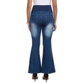 thumbnail image 3 of INSPIRE CHIC Women's Maternity Jeans Bootcut Leg Ripped High Stretchy Over the Belly Pregnant Flare Denim Pants Casual XL Deep Blue, 3 of 6