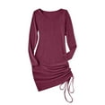 thumbnail image 5 of TrendOFT Womens Sweater Dresses Lantern Sleeve Casual Scoop Neck Fall Knit Mini Pullovers Jumper Sweaters Red XL, 5 of 6