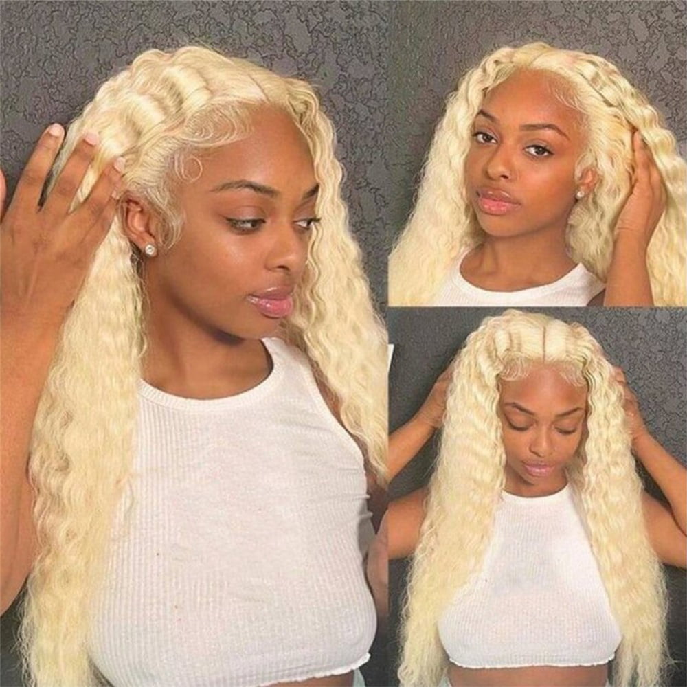 Human Hair 13x4 Lace Front Wig Deep Wave #613 Lace Frontal Wig Pre Plucked