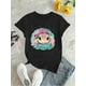 thumbnail image 2 of Cute Turtle Print T-Shirt for Women - Casual Style, Medium Stretch Knit Fabric, Round Neck, Short Sleeve, Comfortable Summer Top with Alphabet Design, 2 of 6