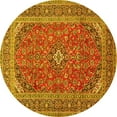 thumbnail image 1 of Ahgly Company Indoor Round Medallion Yellow Traditional Area Rugs, 8' Round, 1 of 4