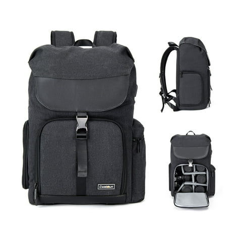 Cwatcun M8 Photography Camera Bag Camera Backpack Waterproof Compatible with /Nikon/Digital SLR Camera Body/Lens/Tripod/14in Laptop/Water Bottle