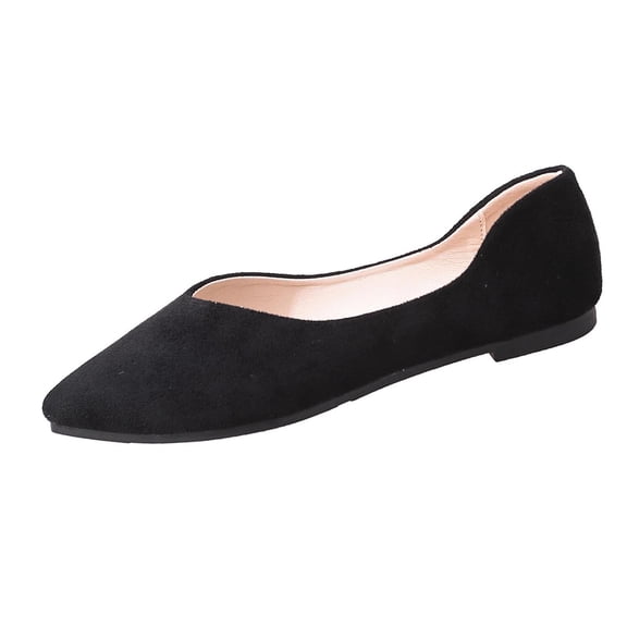 Womens Velvet Ballet Flats Pointed Toe Slip On Comfortable Padded Flat Shoes for Work Black Casual Office Shoes,Size 7.5