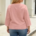 thumbnail image 4 of Neewe Women's Casual 3/4 Sleeve Plain V-Neck Button Decoration Pleated Blouses Tops T-Shirts S-XXL, 4 of 7