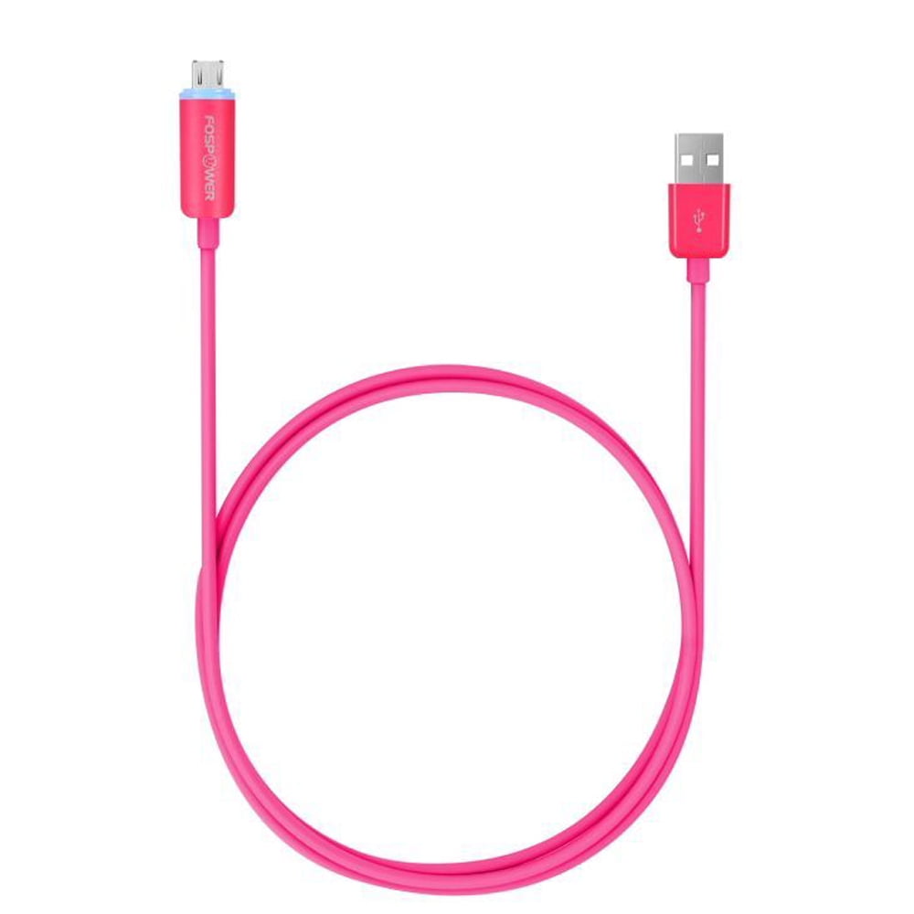 FosPower [6 ft] Micro USB Charge & Sync Cable with Blue LED Charge