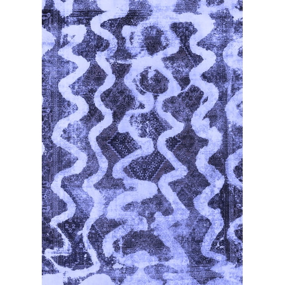 Ahgly Company Machine Washable Indoor Rectangle Abstract Blue Modern Area Rugs, 8' x 12'