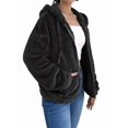 thumbnail image 2 of Women Fuzzy Fleece Jacket Zip Up Oversized Winter Warm Sweatshirt Hoodies Black XXL, 2 of 9