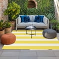 thumbnail image 2 of Yellow Striped Outdoor Rug for Patio/Deck/Porch, Non-Slip Large Area Rug 3 x 5 Ft, Modern Simple Monochrome Geometric White Indoor Outdoor Rugs Washable Area Rugs, Camping Rug Carpet Runner, 2 of 8
