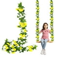 thumbnail image 2 of Artificial Rose Flower Garland, 7.9Ft Faux Silk Floral Vine with Green Leaves, Fake Hanging Flower String for Fall Wedding Arch Wall Home Outdoor Thanksgiving Decoration, 2 of 8