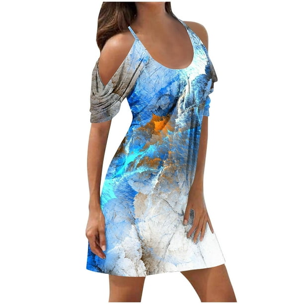 Vestido sin Mangas para las Mujeres Vestido de Moda de Suspensión Impreso, Vestido Diario Y de Fiesta de Poliéster sin Mangas