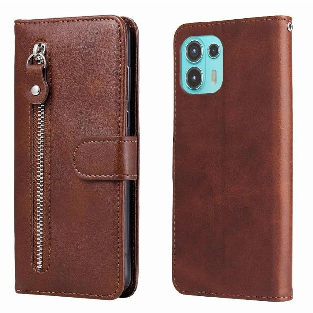 Estuche de Cuero PU con Cierre para Motorola Edge 20 Lite , Funda Protectora con Billetera y Correa