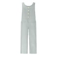thumbnail image 5 of ABATAB Women's Casual Overalls One Piece Sleeveless Jumpsuits Cotton Linen Wide Leg Button Baggy Long Pant Rompers with Pockets, 5 of 5