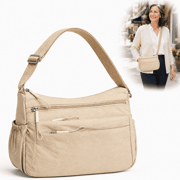 Lightweight Multi-Pocket Crossbody Bag for Women, Casual Shoulder Purse with Zipper Compartments and Adjustable Strap for Travel and Daily Use