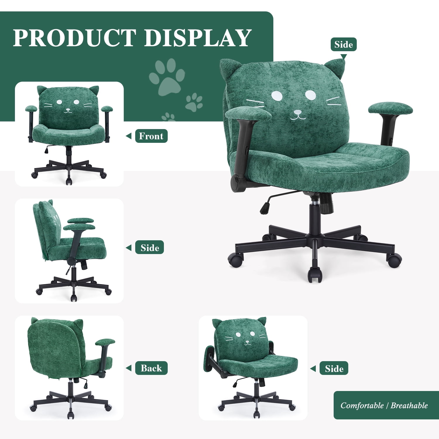 Criss Cross Legged Chair with Wheels and Flip-up Arms, Ergonomic Wide Seat Computer Desk Chair, Comfortable Home Office Computer Chair 300lbs
