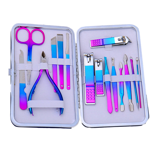Kits de decoración de uñas, cortaúñas, kits de pedicura, kits de aseo para hombres y mujeres, herramientas profesionales para el cuidado de las uñas MFZFUKR CPB-US-YYM134-4