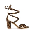 thumbnail image 3 of BLISSFUL STEP Women's Sandals High Block Heels Solid Color Lace up Sandals Leopard 7.5, 3 of 7