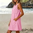 thumbnail image 4 of QUNYINEY Sleeveless Womens Sundresses Striped A Line Casual Midi Tank Dress Beach with Pockets Crew Neck Loose Fit Dresses, 4 of 8