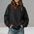 thumbnail image 2 of Baggy Hoodie Zaewscy Fashion Women's Casual Comfortable Solid Hoodie Long Sleeve Hooded Sweatshirt Blouse Black M, 2 of 9