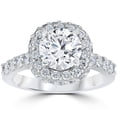 thumbnail image 1 of Bague de Fiançailles Halo Double Diamant Rond 3 5/8ct Or Blanc 14K, 1 of 3