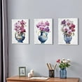 thumbnail image 3 of Vintage Flower Canvas Wall Art Purple Watercolor Orchid Picture Posters for Living Room Bedroom Decorations Abstract Floral Paintings Blue White Chinoiserie Vase Decor Modern Home Decor 12x16 3Pcs, 3 of 6