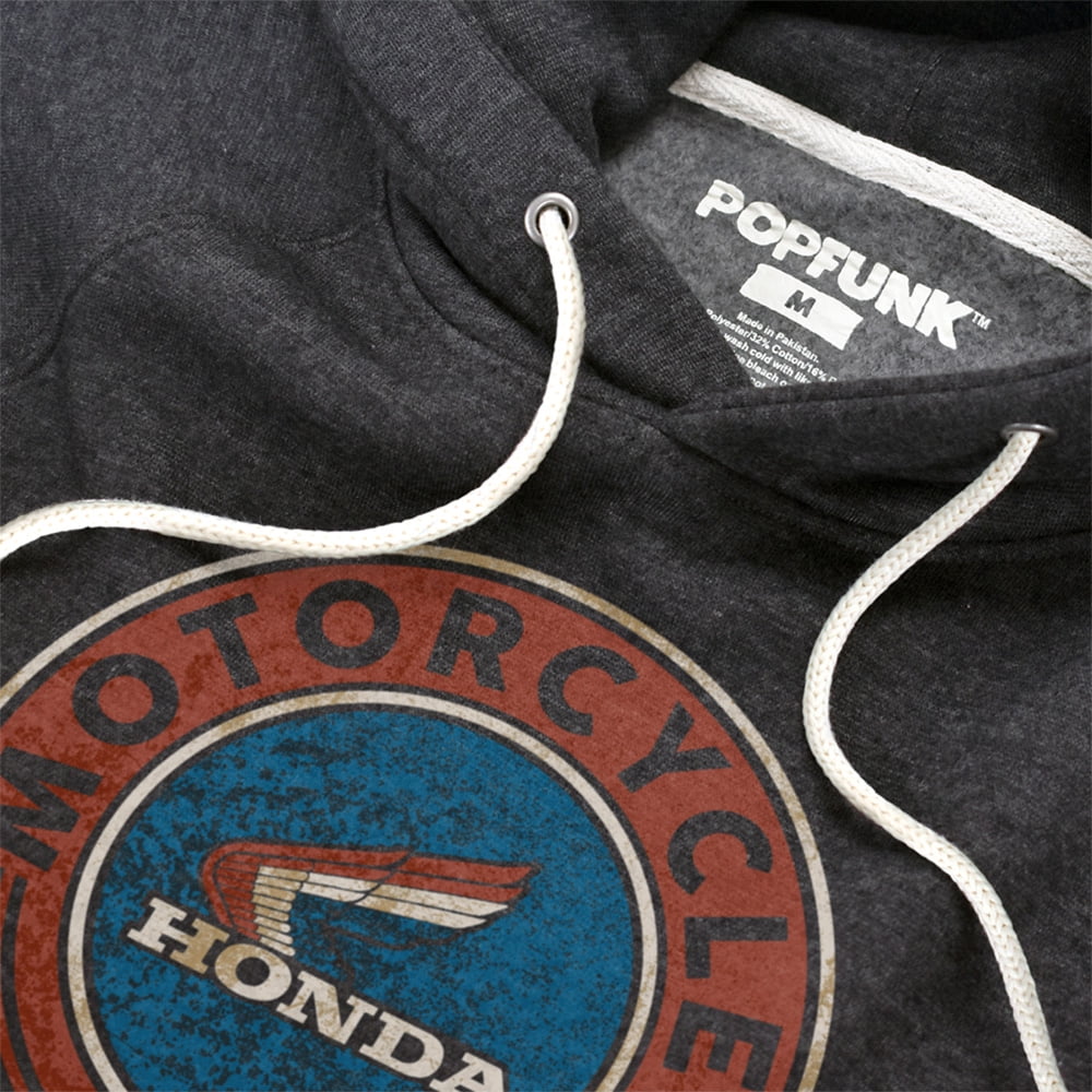 Honda Motorcycle Unisex Adult Slim Fit Pull-Over Heather Hoodie, Charcoal, Small