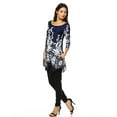 thumbnail image 3 of White Mark Women's Damask Print 3/4 Sleeve Tunic Top, 3 of 4
