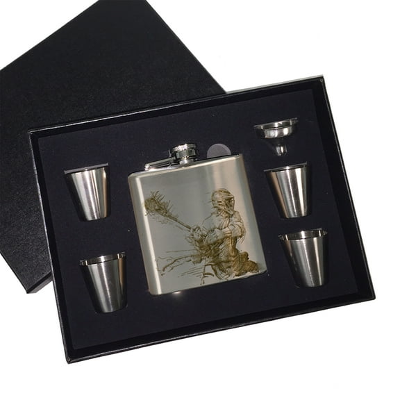 KuzmarK 6 oz. Stainless Steel Flask Set in Black Presentation Box -  Lacrosse