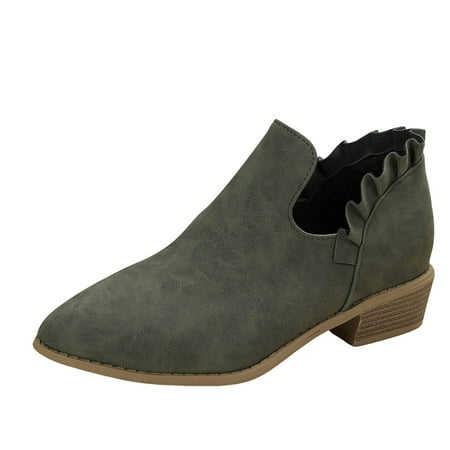 OJSFQUFP Non Slip Shoes for Women Women s Ankle Boot Fashion Boots Riding Boots for Women Comfortable Work Shoes for Women Womens Boots Fall Green 39