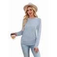 thumbnail image 2 of Ronuti Womens Sweaters Long Sleeve Shirts Fall Fashion 2026 Trendy Tops Ruched Outfits Winter Clothing Blue Shirts, 2 of 8