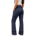 thumbnail image 2 of YaEYa Girls School Uniform Flare Pant Slim Fit Bell Bottom Trousers Fitted Stretch Flare Leg Pants High Waist Casual Slacks With Side Pocket Button Fly Trouser Preppy Clothes (Navy,13-14 Years), 2 of 6
