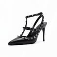 thumbnail image 1 of Summer Luxury Women's Gladiator Pointed Sandals Leather Matte Roman Fashion Metal Rivet Pumps Party Versatile Women's High Heels, 1 of 5